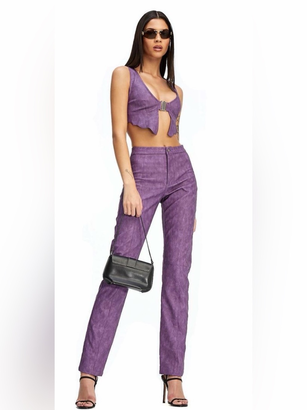 I.AM.GIA Saros Purple Vegan Leather Straight Leg Pants Medium
